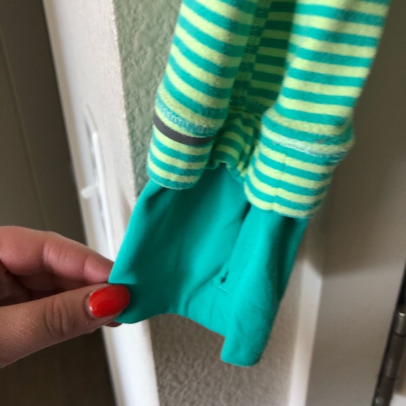 Lululemon Half-Zip Mint and Lime Striped Pullover - Picture 3 of 4